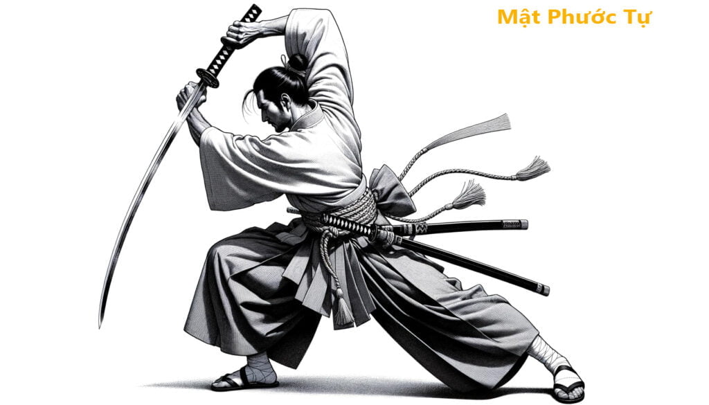 mật phước tự biểu diễn rút kiếm katana sau khi được điểm đạo học phật quyền